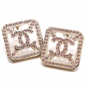 2017 Chanel Rose Gold Earrings Pink Crystals
